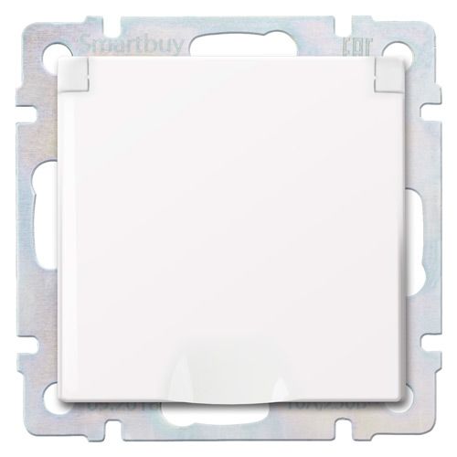 Розетка с заземлением и крышкой 16А, белая "Нептун" (SBE-05w-16-S1-ZK)