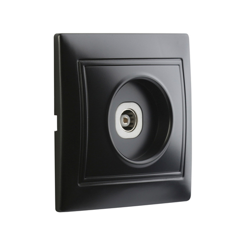 Розетка телевизионная 1-местная 75Ом 5-862МГц черная "Венера" (SBE-01b-S1-TV)