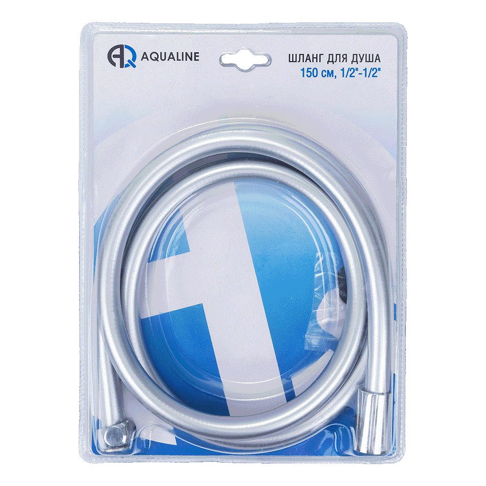 Шланг для душа ПВХ конус имп (1/2") - имп (1/2") 2 м в блистере AQUALINE 05097