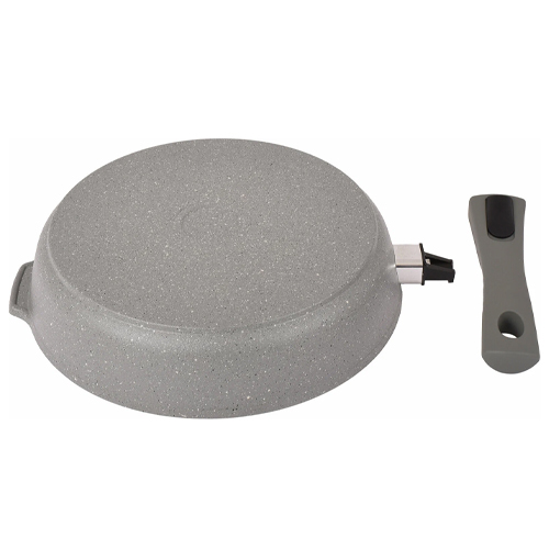 Сковорода 28 см, 65 мм со съемной ручкой, без крышки, АП смс283а KUKMARA, светлый мрамор, 1/4