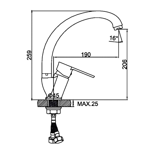 Смеситель для кухни LEDEME с гайкой картридж 35 мм L5946 (1/10)