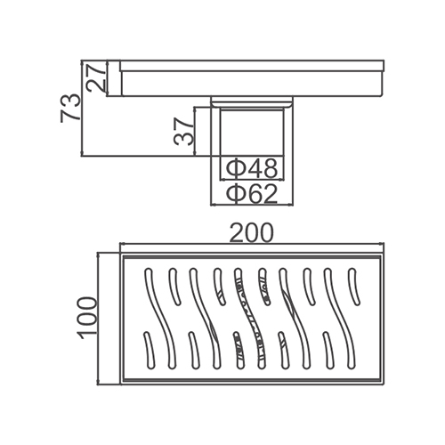 Трап душевой с вертикальным выходом 20х10 Ledeme K81410-20