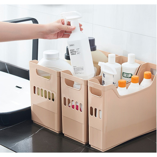 Органайзер - лоток для хранения на колесиках "ИДЕАДОМА", цвет бежевый, 33.6*17.2*25.2см 