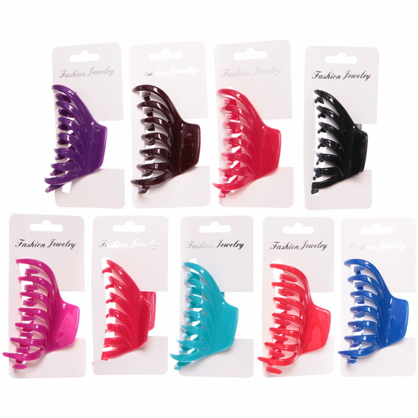 Заколка-краб для волос на блистере "Diana Collection - Mila", микс 6 цветов, 8см 