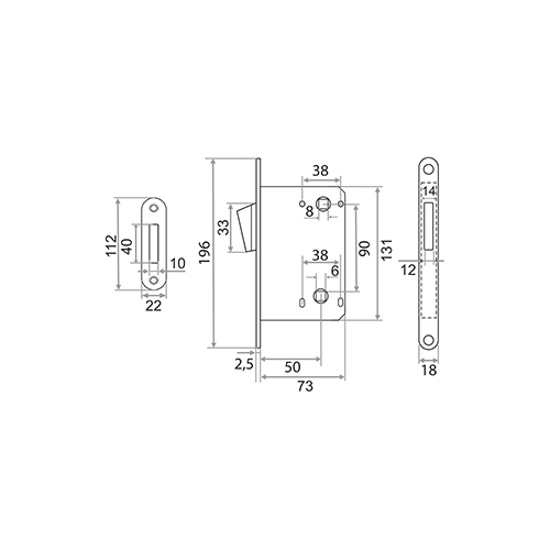 Защелка врезная Trodos CX9050WC, магнит, бронза
