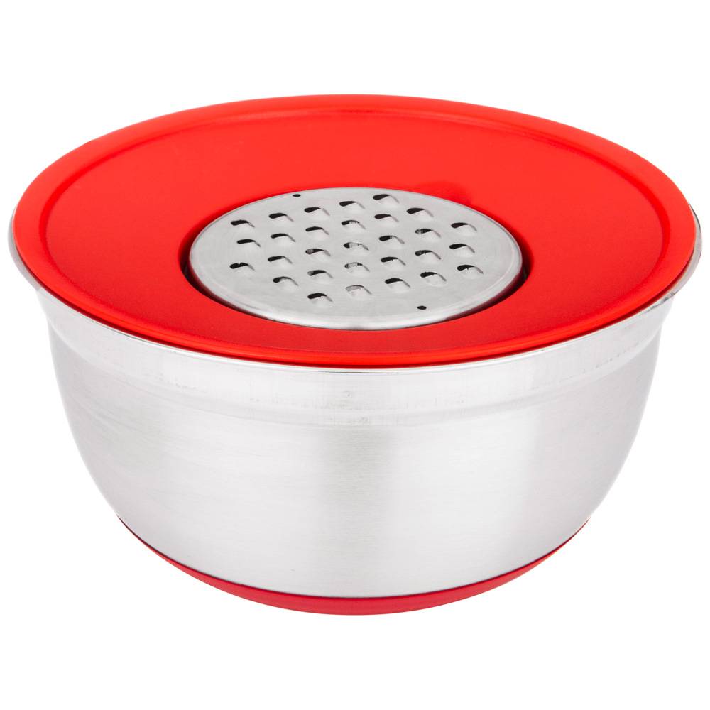 МИСКА  AGNESS 6 В 1  С КРЫШКОЙ С 3-МЯ СЪЕМНЫМИ ТЁРКАМИ,  24 СМ, 2,25 Л. ПРОТИВОСКОЛЬЗЯЩЕЕ ДНО