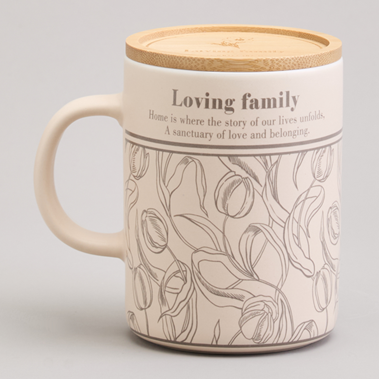 КРУЖКА LEFARD 400МЛ С БАМБУКОВОЙ КРЫШКОЙ, SWEET HOME, 8*10.9CM