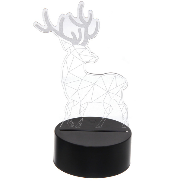 Светильник ночник "3D-Олень" на пластиковой подставке, с включателем USB