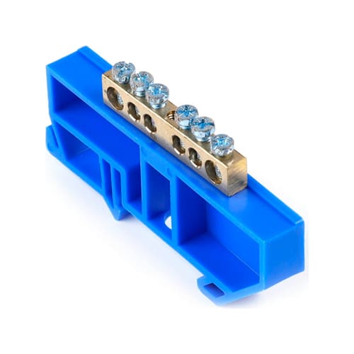 яяяШина "N" нулевая (латунь) с изолятором на DIN-рейку 6x9мм, 6 групп Smartbuy  (SBE-bc-6-dr ) (1/500)