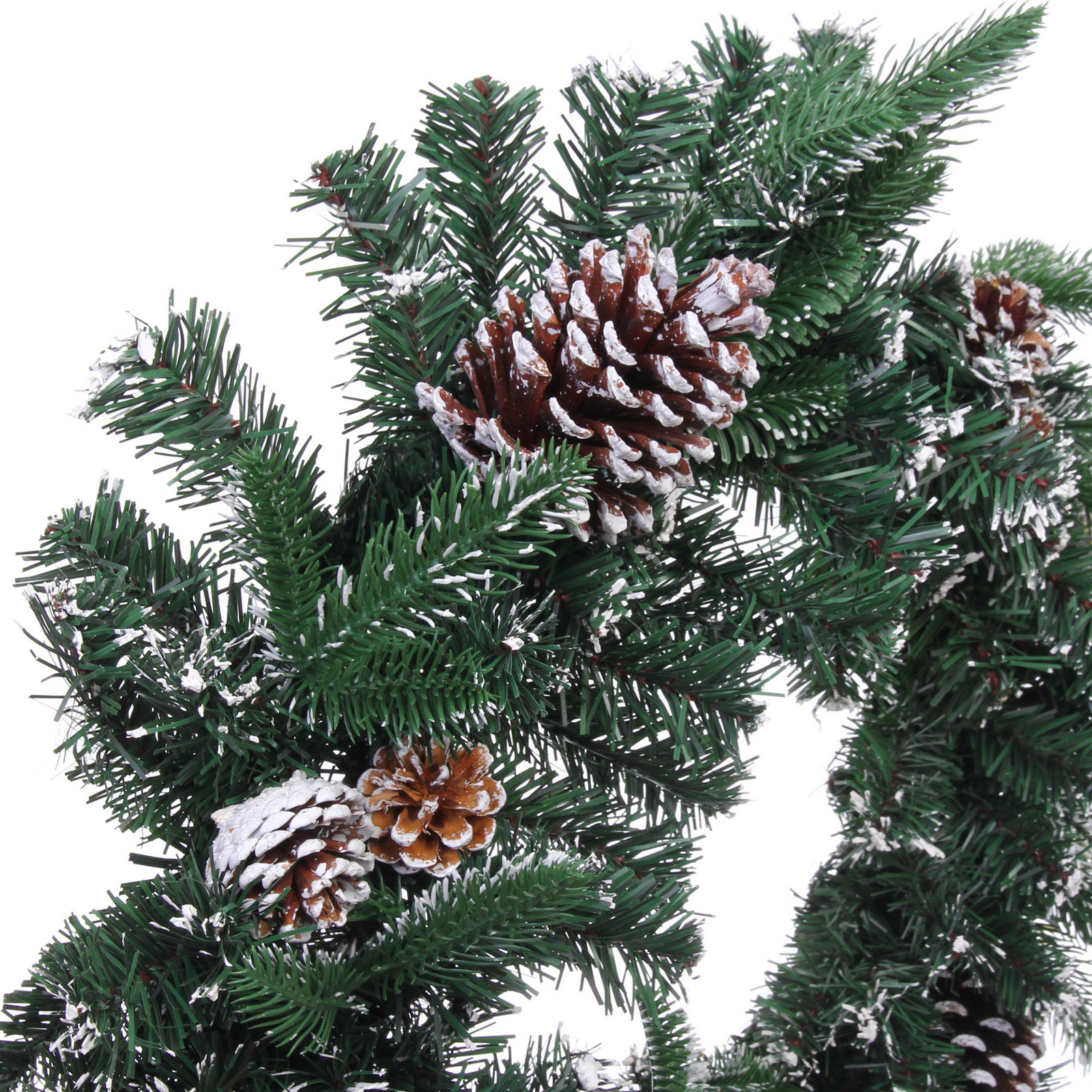 Венок хвойный "Иней" d-60 см, ПВХ, литой ПВХ, шишки, белый иней