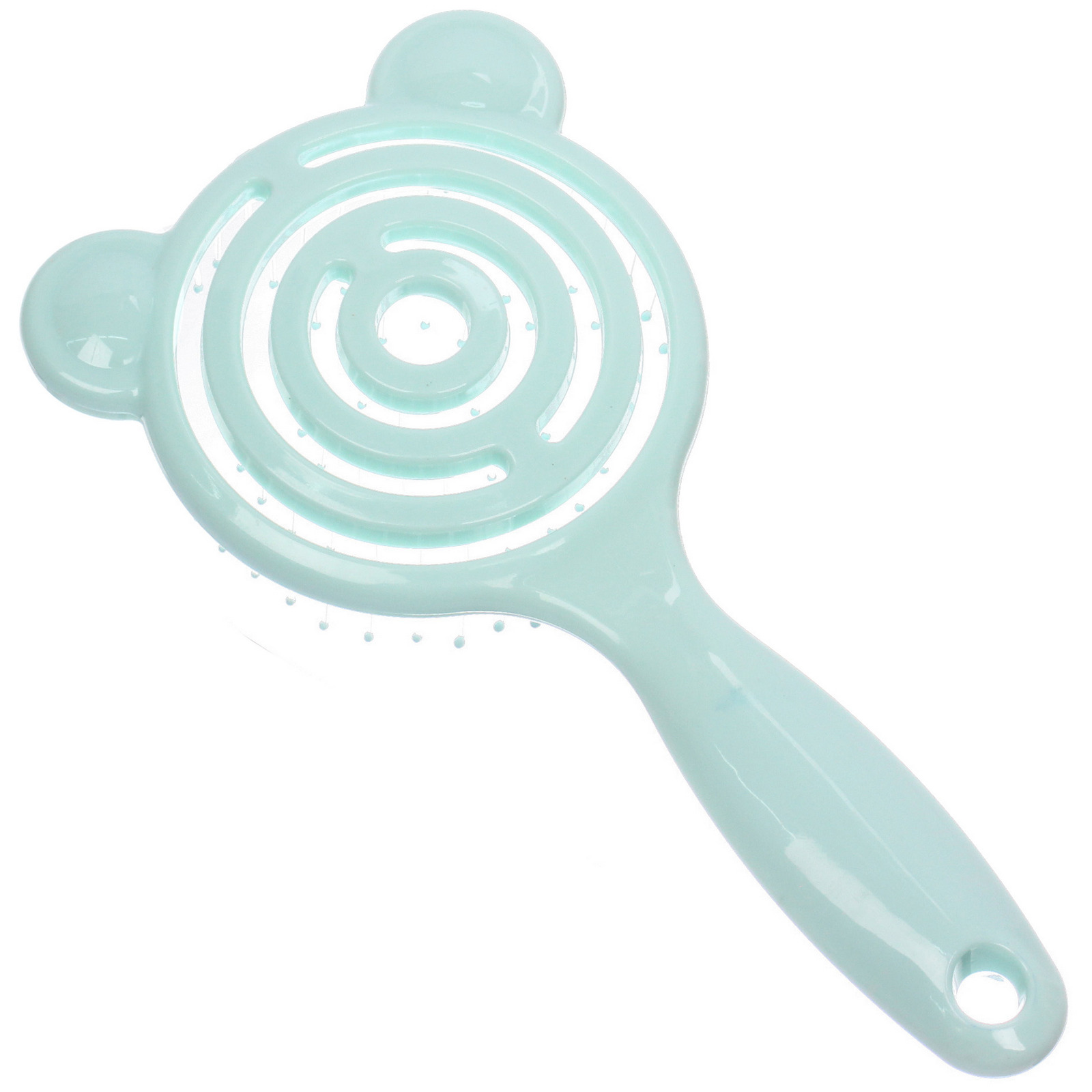 Расческа массажная продувная с ушками "Ушастик", цвет салатовый, 9*20см (Ultramarine блистер)