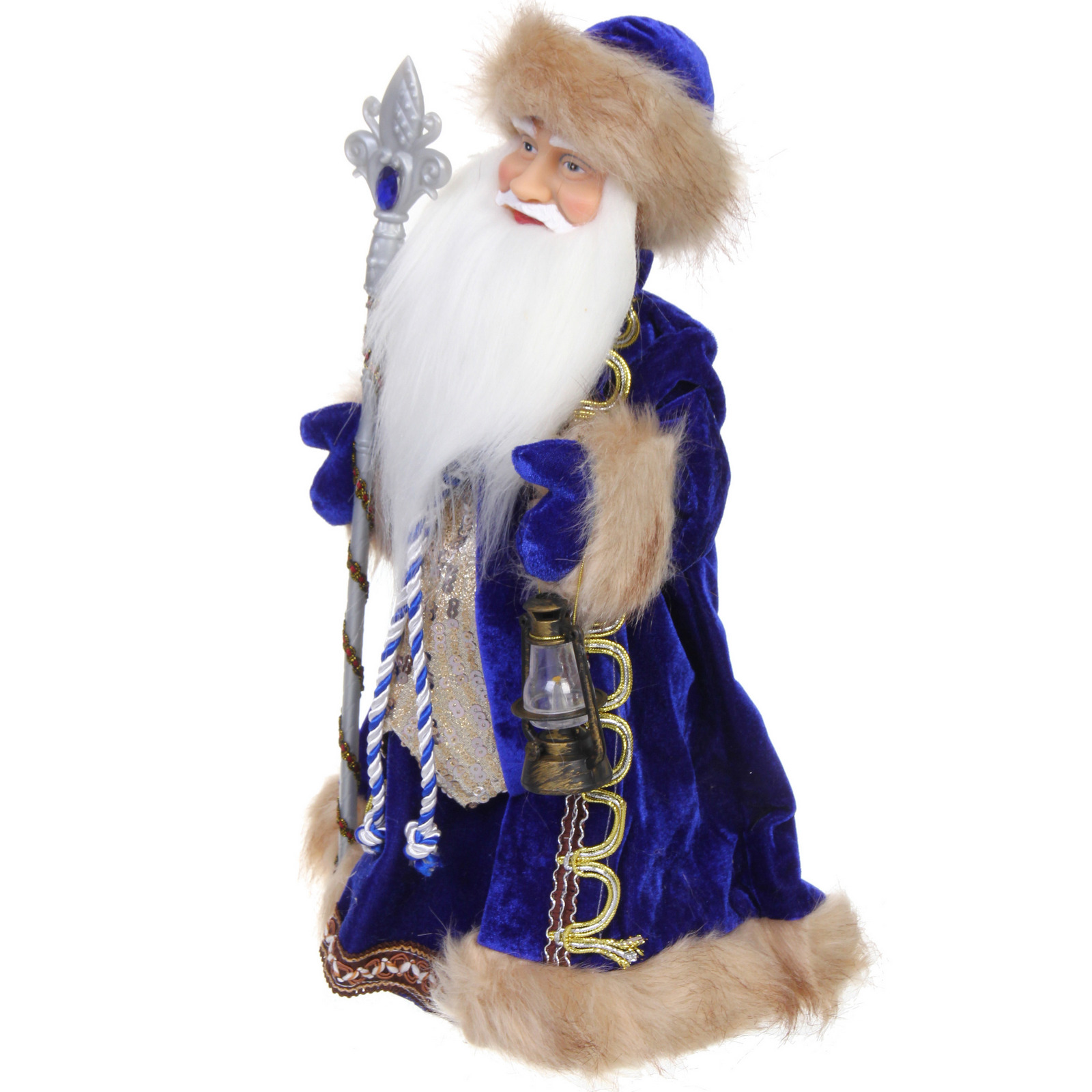 Дед Мороз "Волшебный наряд" 40 см в синей шубке