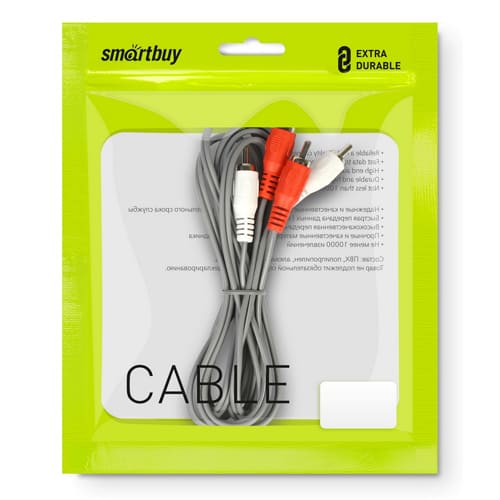 Кабель соединительный Smartbuy 2xRCA (M) - 2xRCA (M), 1,8 м, в пакете (KA-221-300)/50