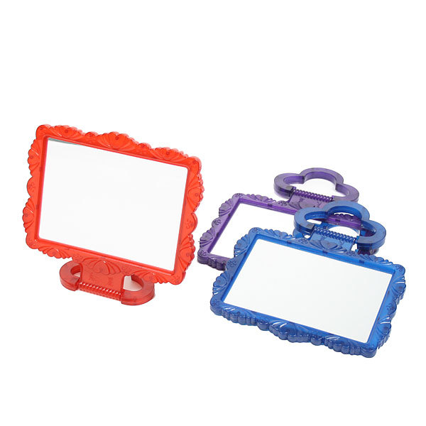 Зеркало настольное в пластиковой оправе "Резная окантовка" прямоугольник, подвесное 15*12,5см (Стикер на минивложение 25шт)