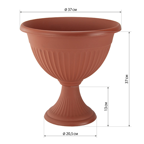 Кашпо-вазон 12 л IDEA ЛИВИЯ М 3207, 370 мм, низкий, терракотовый