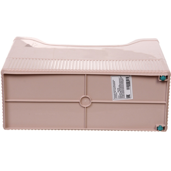 Лоток для хранения на двух колесиках "АТЛАНТА", цвет пудрово-бежевый, 34*14*25,5см (лейбл Селфи)