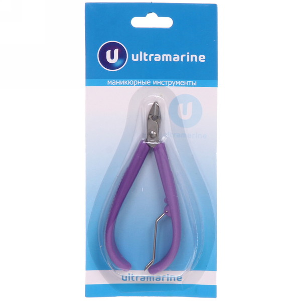 Кусачки для кутикулы, на блистере "Ultramarine", одна пружина, ручки пластик, цвет микс, на блистере,10см
