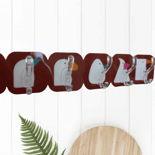 Набор из 6-ти пластмассовых крючков на липучке "Птицы" ID8848