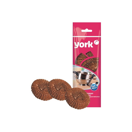 Губка для посуды металл 3шт YORK (1/80)