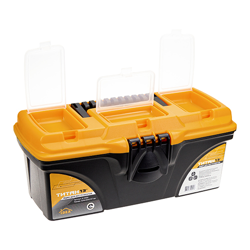 Ящик для инструмента 13 ТИТАН 13 (с секциями) черный с желтым (1/12)
