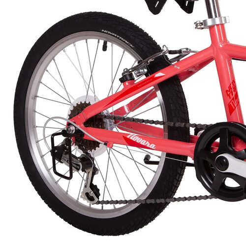 Велосипед NOVATRACK 20" NOVARA алюм., коралловый, 6-скор, TY21/TS38/SG-6SI, V-brake