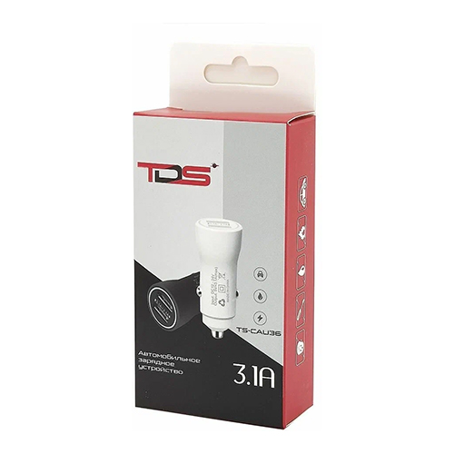 Зарядное устройство авто USB TDS TS-CAU36 (5 В, 3100 mA), черный