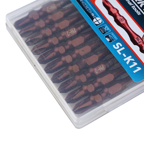 Биты PH2 65мм сталь S2, с магн.наконечником,двуст  (цена за 10шт) (1/60)