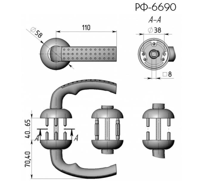 Крит РФ-6690-Бр бронза (подходит для А8) арт.04041 Комплект ручек (20)