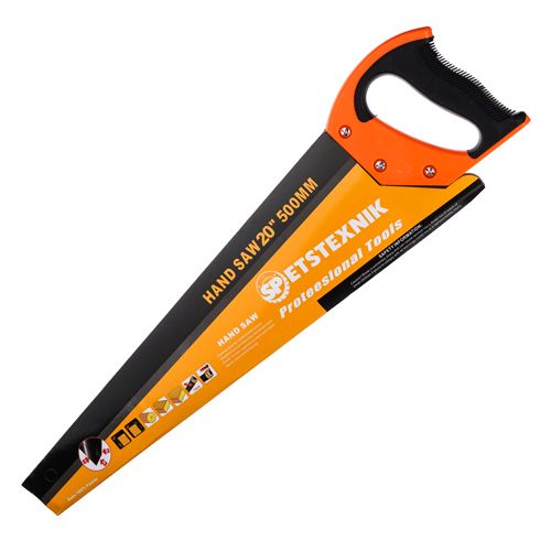 Ножовка по дереву 500мм, крупный зуб 3 TPI, пластиковая обрезиненная ручка, 1/48