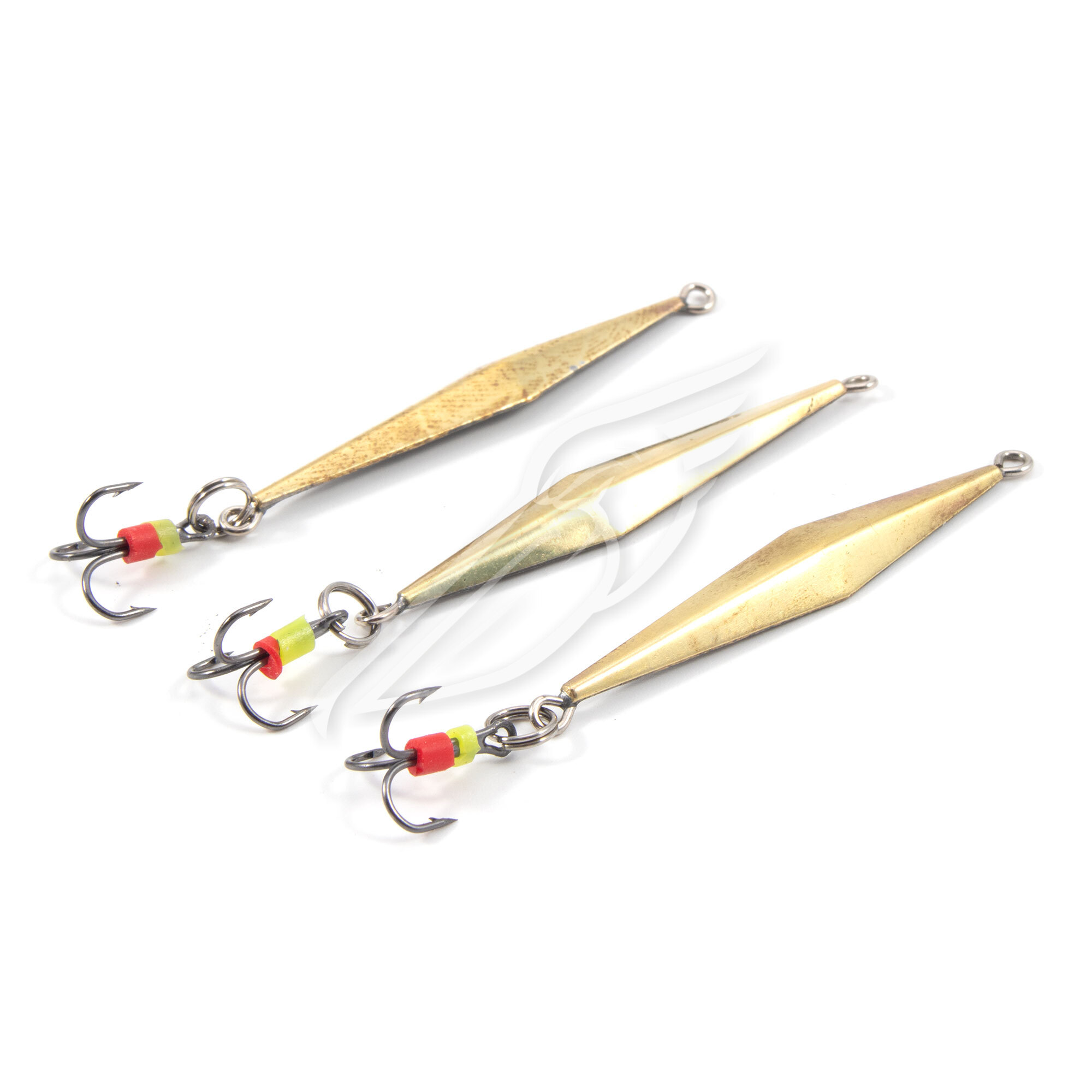 Блесна вертикальная "Яман" Киллер с тройником,размер 40 мм, вес 3,5 г, цвет латунь (уп.3 шт.)/150/