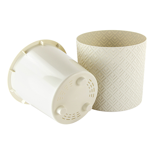 Кашпо 9.5 л IDEA ЭТНА М 3184, 280 мм, с вставкой, белый ротанг