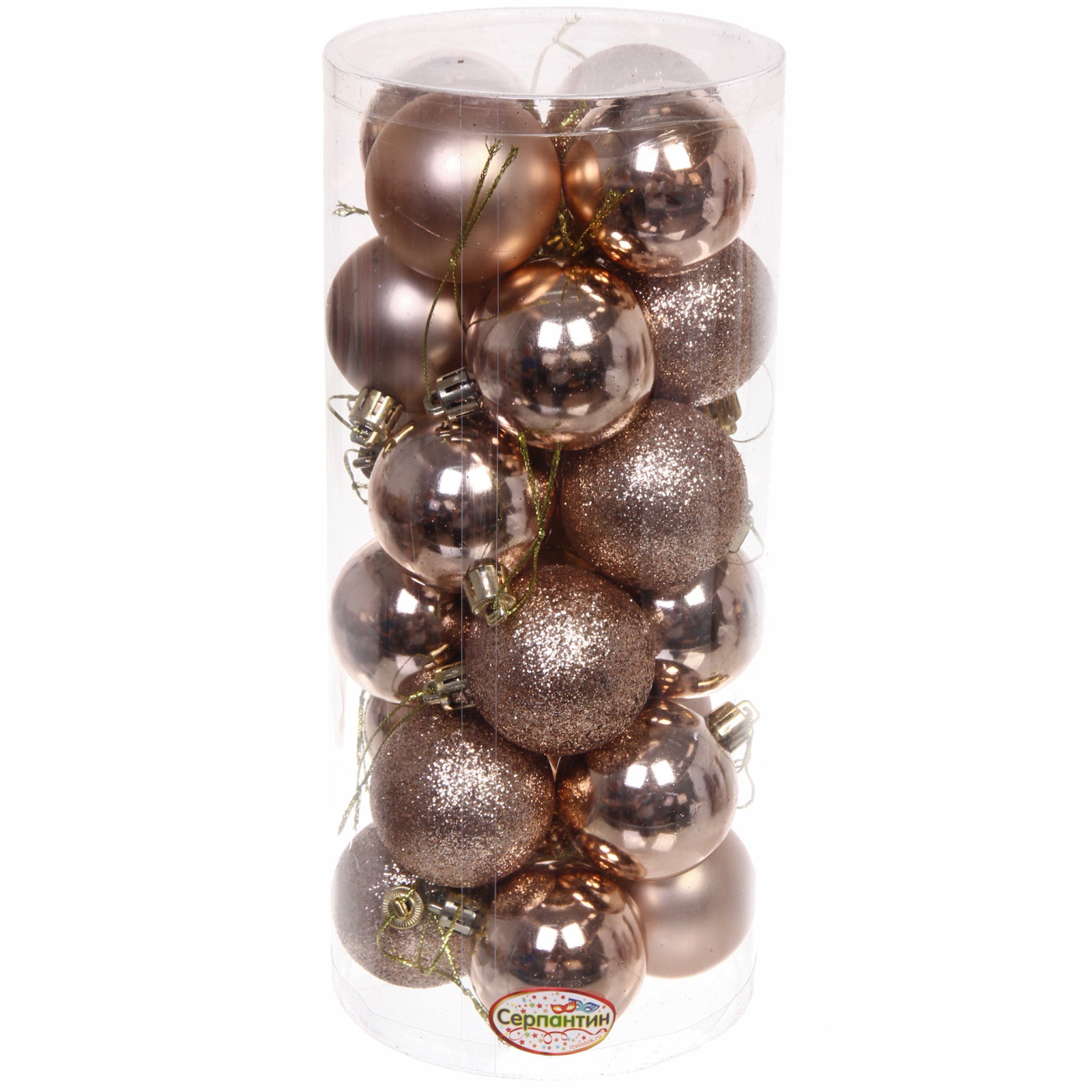 Новогодние шары 5 см (набор 24 шт) "Микс фактур", шампань