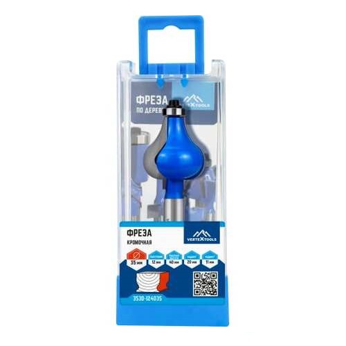 Фреза фигурная хвостовик - 12 мм, d-35 мм, h-40 мм, b-11 мм, r1-20 мм, r2-11 мм, l-89,3 мм vertextools 3530-124035