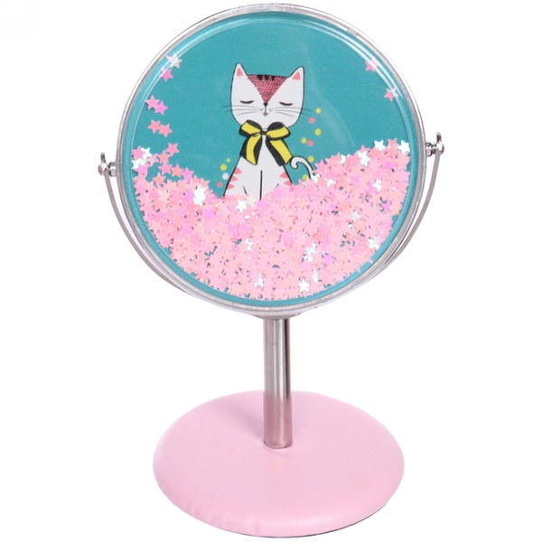 Зеркало настольное на ножке "Stylish image - Котик Пушок", круг, 8*14 см (картон. коробка)