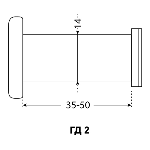 Глазок дверной АЛЛЮР ГД-2 БШт 35-50мм d=14мм хром, 1/20/200
