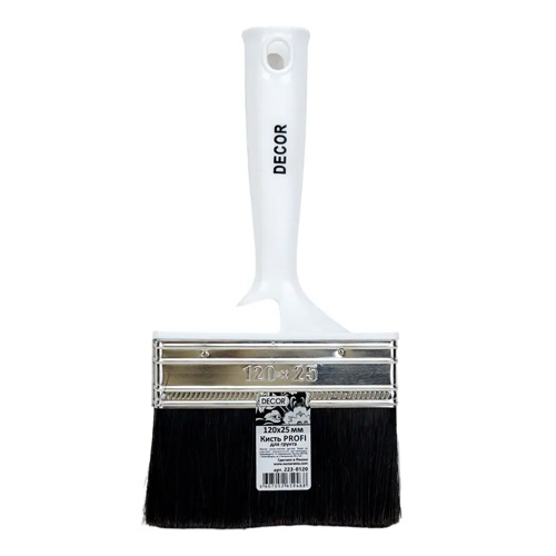 Кисть DЕCOR для подготовительных работ 120х25 мм, пластиковая ручка, черный синтетический ворс