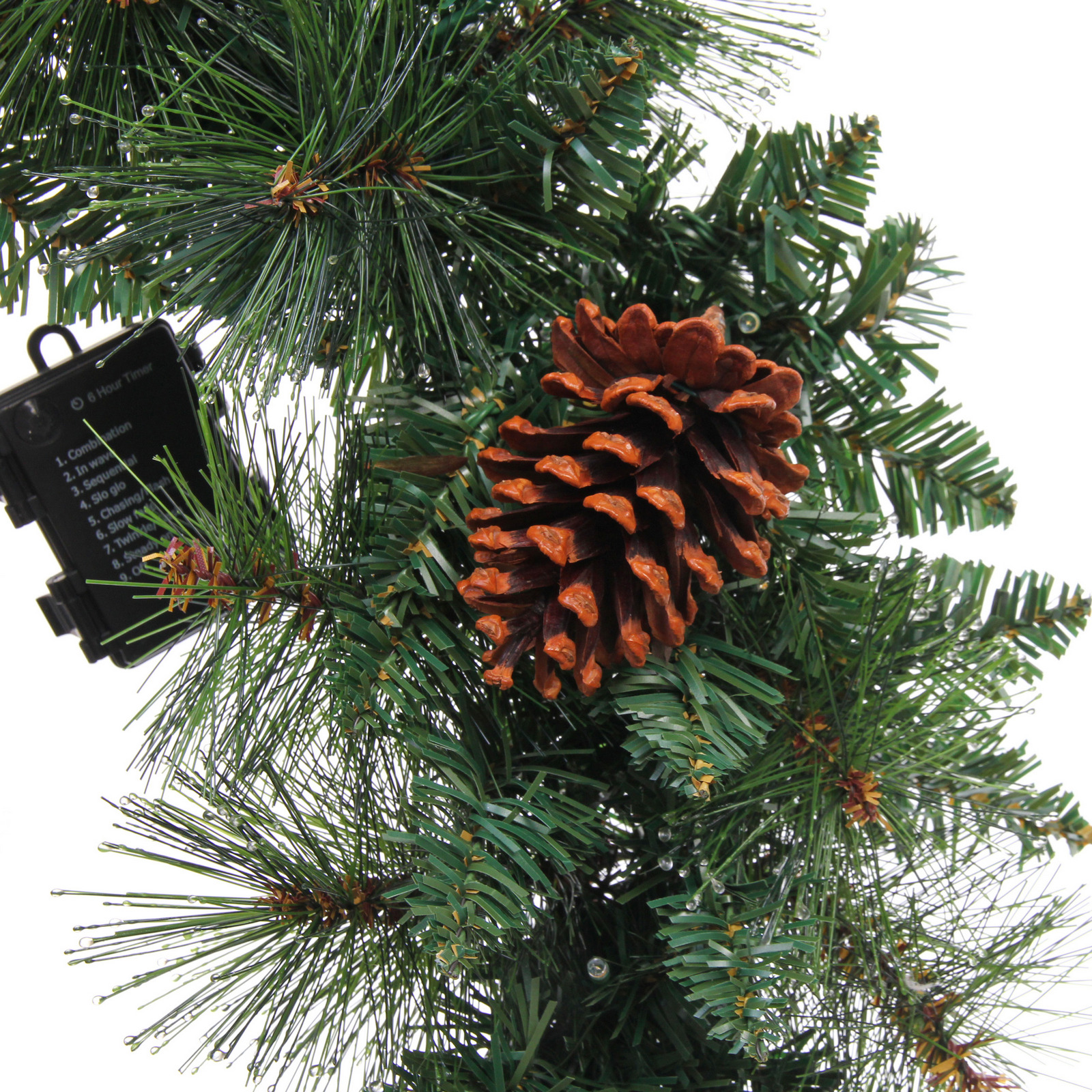 Венок хвойный "Богатство шишек" d-60 см леска, ПВХ, свечение - Теплый белый