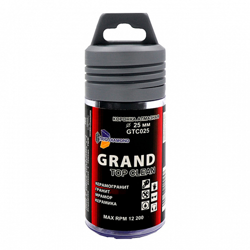 Коронка алмазная по керамограниту 25 мм, М14, Grand Top Clean