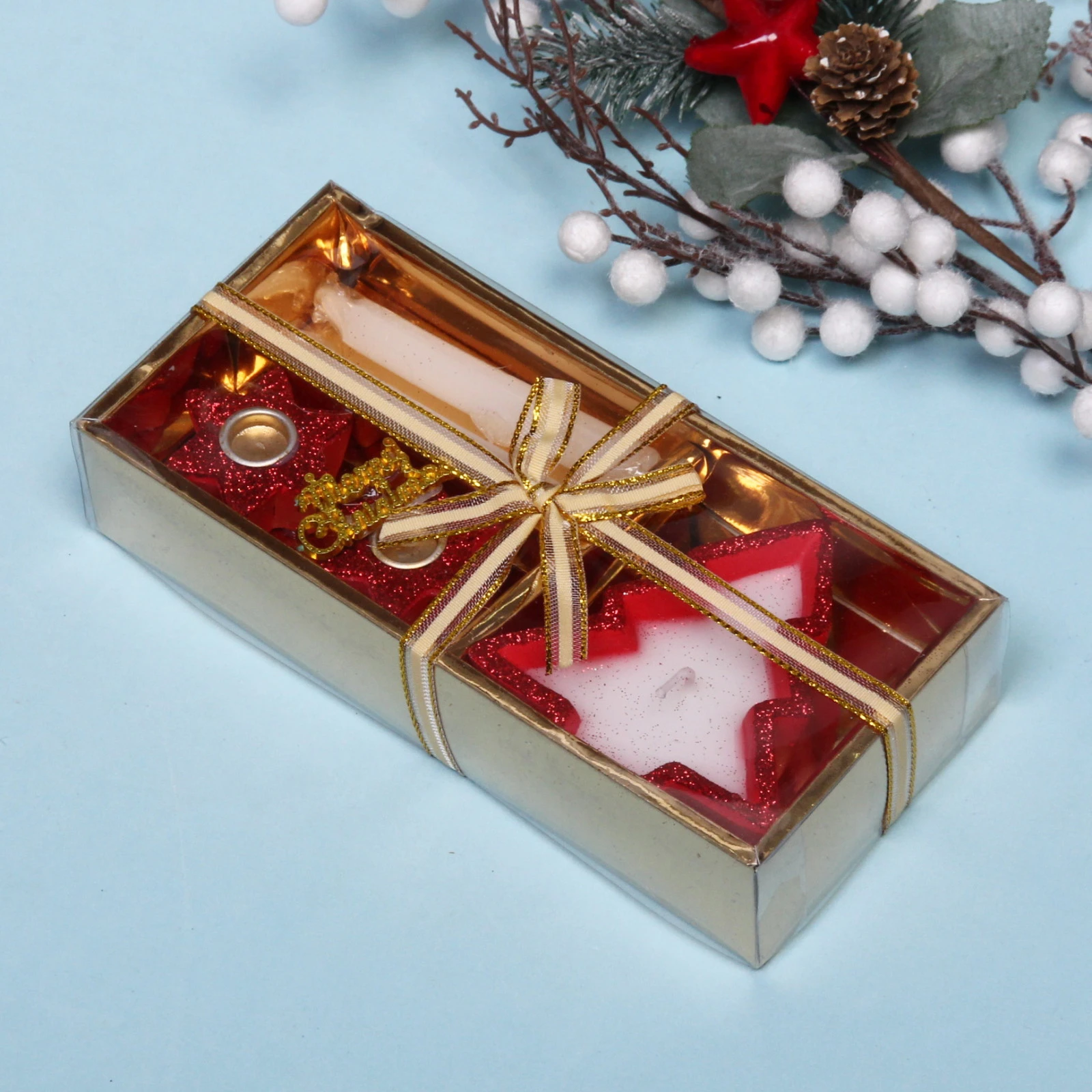 Свечи новогодние "Исполнение желаний" 18.5x8.5x4 см, красный