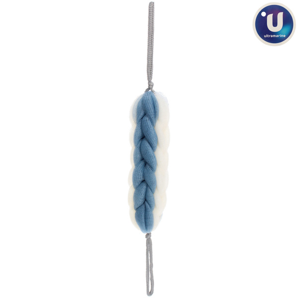 Мочалка для тела "PREMIUM - FERGAMO", цвет белый / лазурный, 26*6 см, 60грамм, Zip пакет