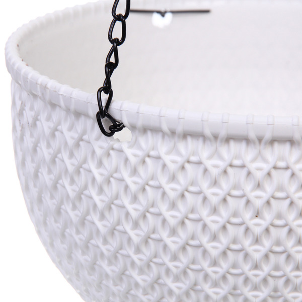 Кашпо для цветов пластиковое 21*13см Подвесное с поддоном цвет белый