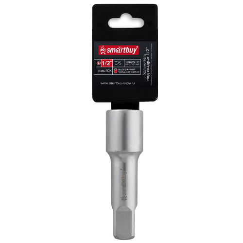 Удлинитель под квадрат 1/2", 75 мм, сталь углеродистая матовая, Smartbuy Tools