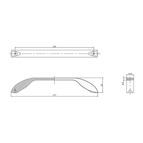 Ручка-скоба мебельная Trodos "9455" 160мм сплав ЦАМ, черный матовый, хедер