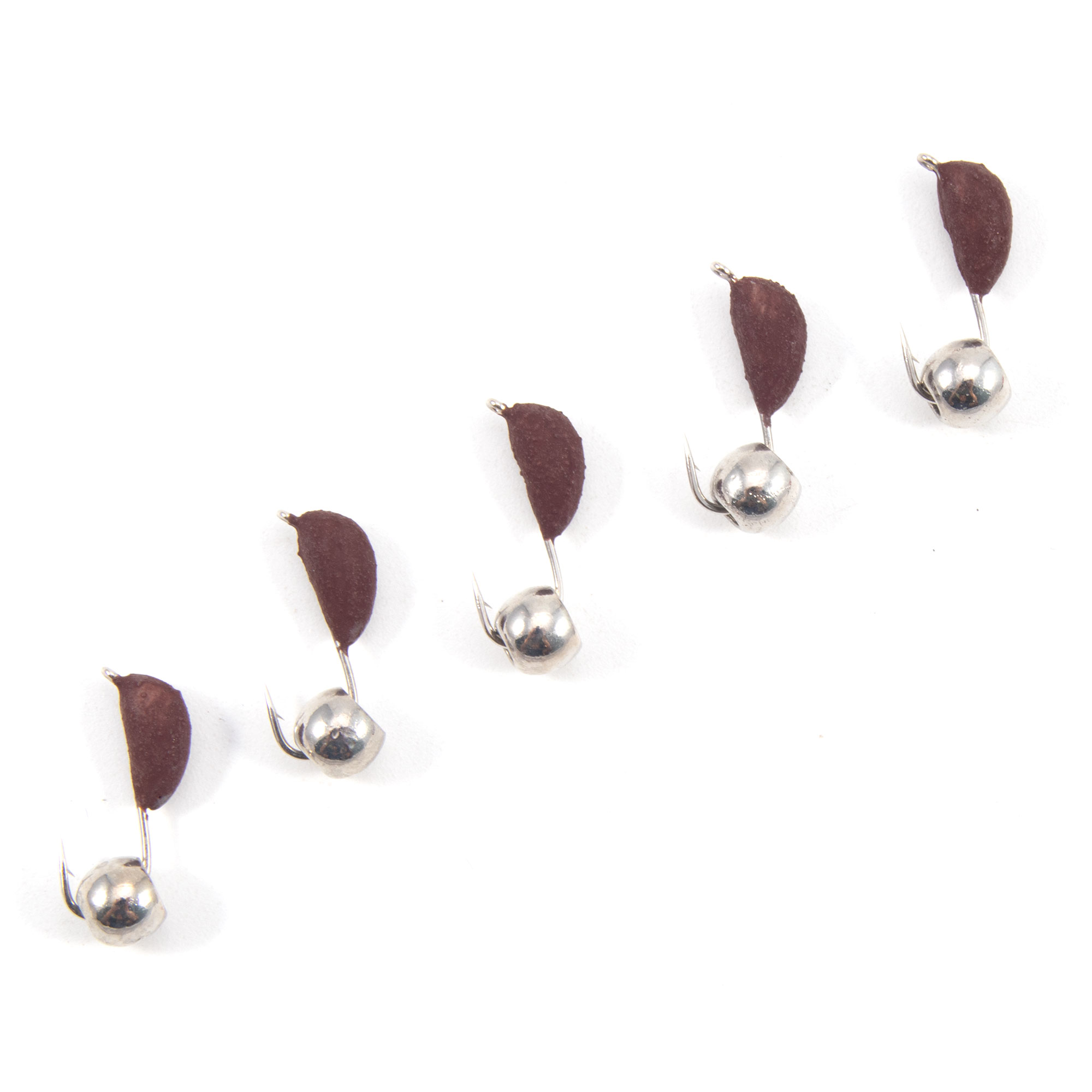 Мормышка безнасад. ЯМАН "Банан" матовый шоколад, d-3,5 мм, вес 0,7 г, шарик никелированный (уп.5 шт)