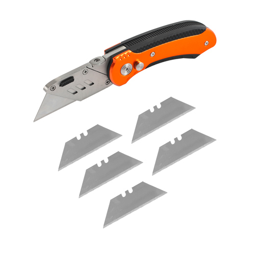 Нож строительный PATRIOT, CKF-5 с трапециевидным лезвием, складной, 5 лезвий в комплекте