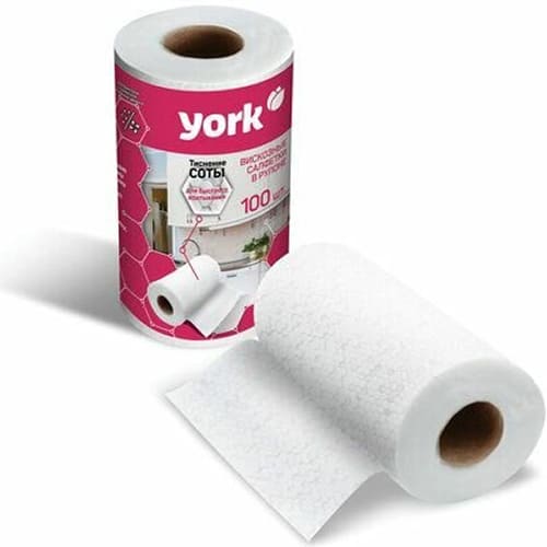 Салфетки YORK Соты, универсальные, в рулоне 100 шт, 22,5х25 см