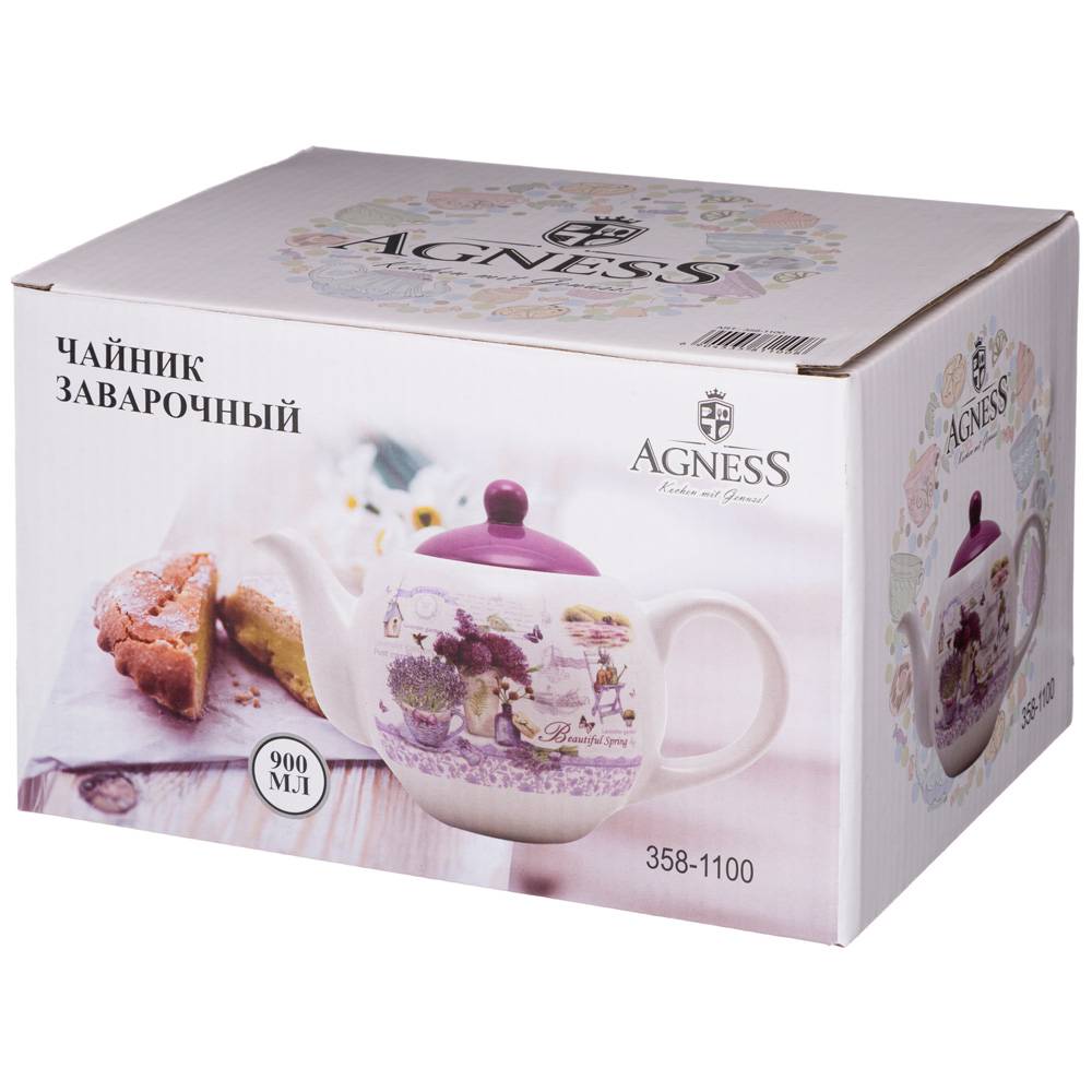ЧАЙНИК AGNESS, ЛАВАНДОВАЯ ВЕСНА, 22, 5/13, 5*14, 5 СМ 950 МЛ, КОР=16ШТ.