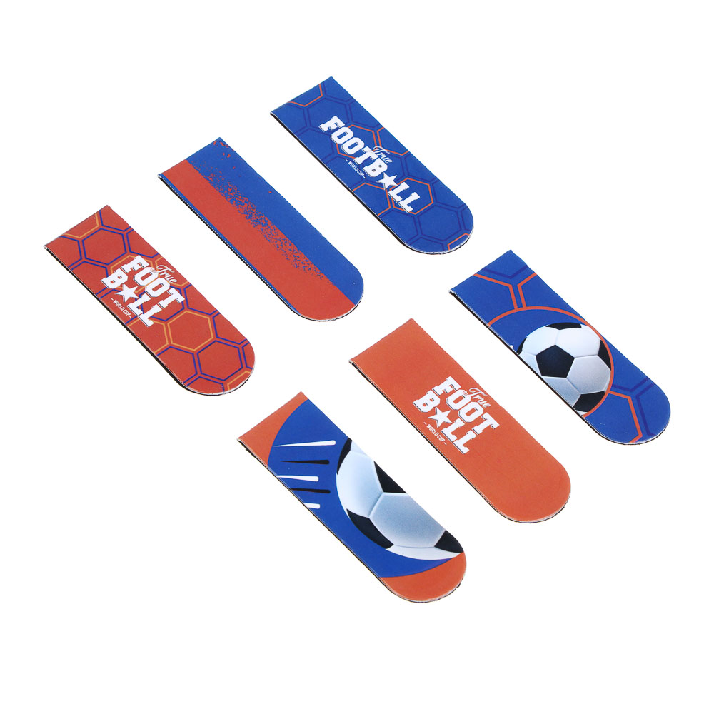 Магнитные закладки, 6 шт., "Рэйсинг Тим/Футбол", 12x1,9см, размер упаковки 18,3x10,3см