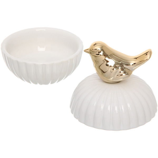 Шкатулка керамическая "GOLD Podarok", птичка, цвет белый, 9,8*7,5*3см (в инд. коробке)