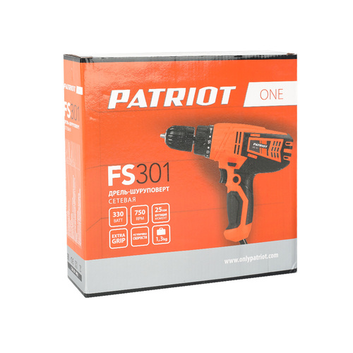 Дрель-шуруповерт сетевая PATRIOT FS 301, 1 скорость, 330 Вт